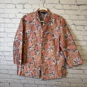 Misook Textured Floral Lightweight Jacket Open Front Size XL